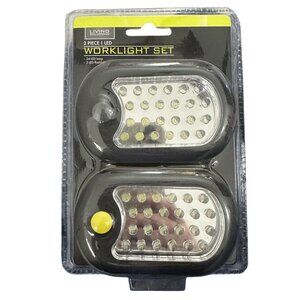 Living Solutions LED Worklight Set 2 Work Lights/Flashlight Black Battery Operat